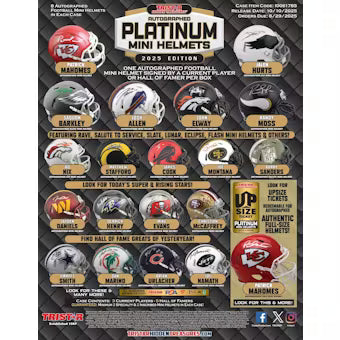 2025 TriStar Autographed Platinum Edition Mini-Helmet Football Box (Presell)