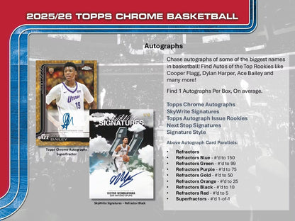 2025/26 Topps Chrome Basketball Hobby Pack (Presell)