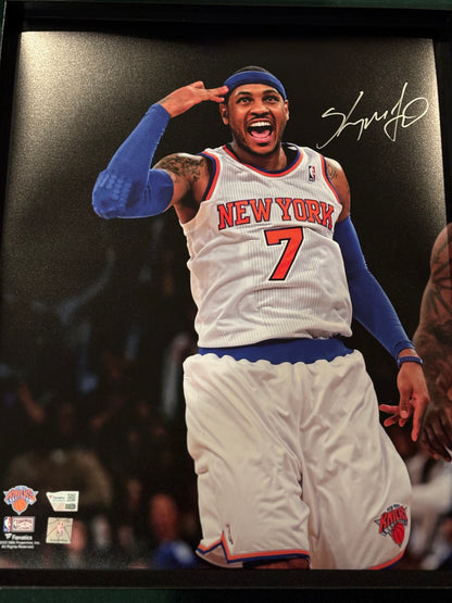 Carmelo Anthony New York Knicks Autographed Fanatics Authentic 16" x 20" Tapping Head Celebration Photograph