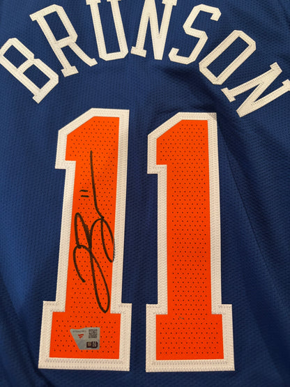 Jalen Brunson New York Knicks Autographed Fanatics Authentic Blue Nike Icon Edition Swingman Jersey