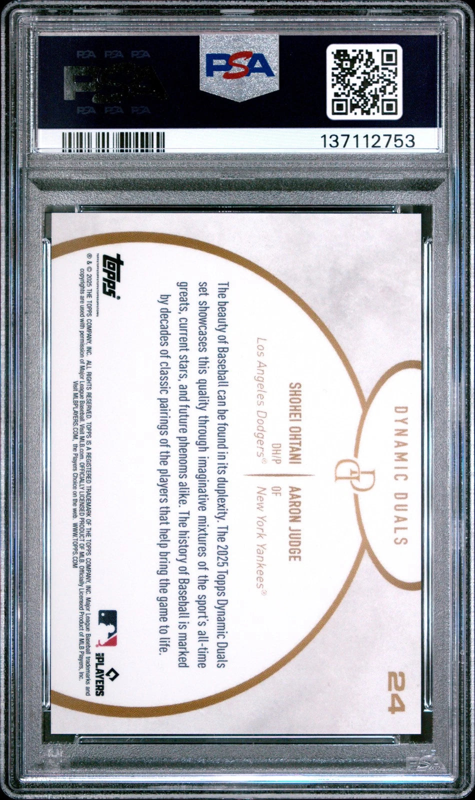 2025 Topps Dynamic Duals Shohei Ohtani Aaron Judge #24 PSA 10 Baseball