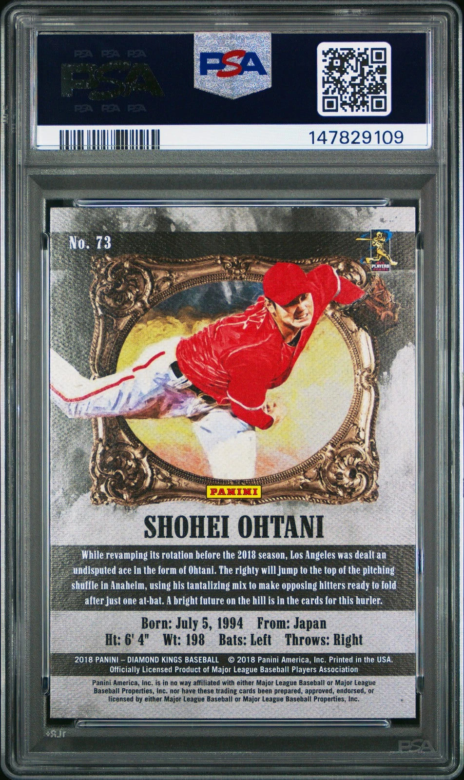 2018 DIAMOND KINGS SEPIA #73 SHOHEI OHTANI ROOKIE RC PSA 10