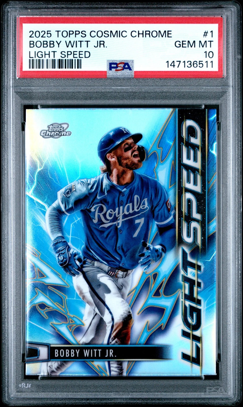 2025 TOPPS COSMIC CHROME LIGHT SPEED #1 BOBBY WITT JR. PSA 10