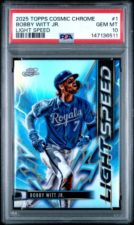 2025 TOPPS COSMIC CHROME LIGHT SPEED #1 BOBBY WITT JR. PSA 10