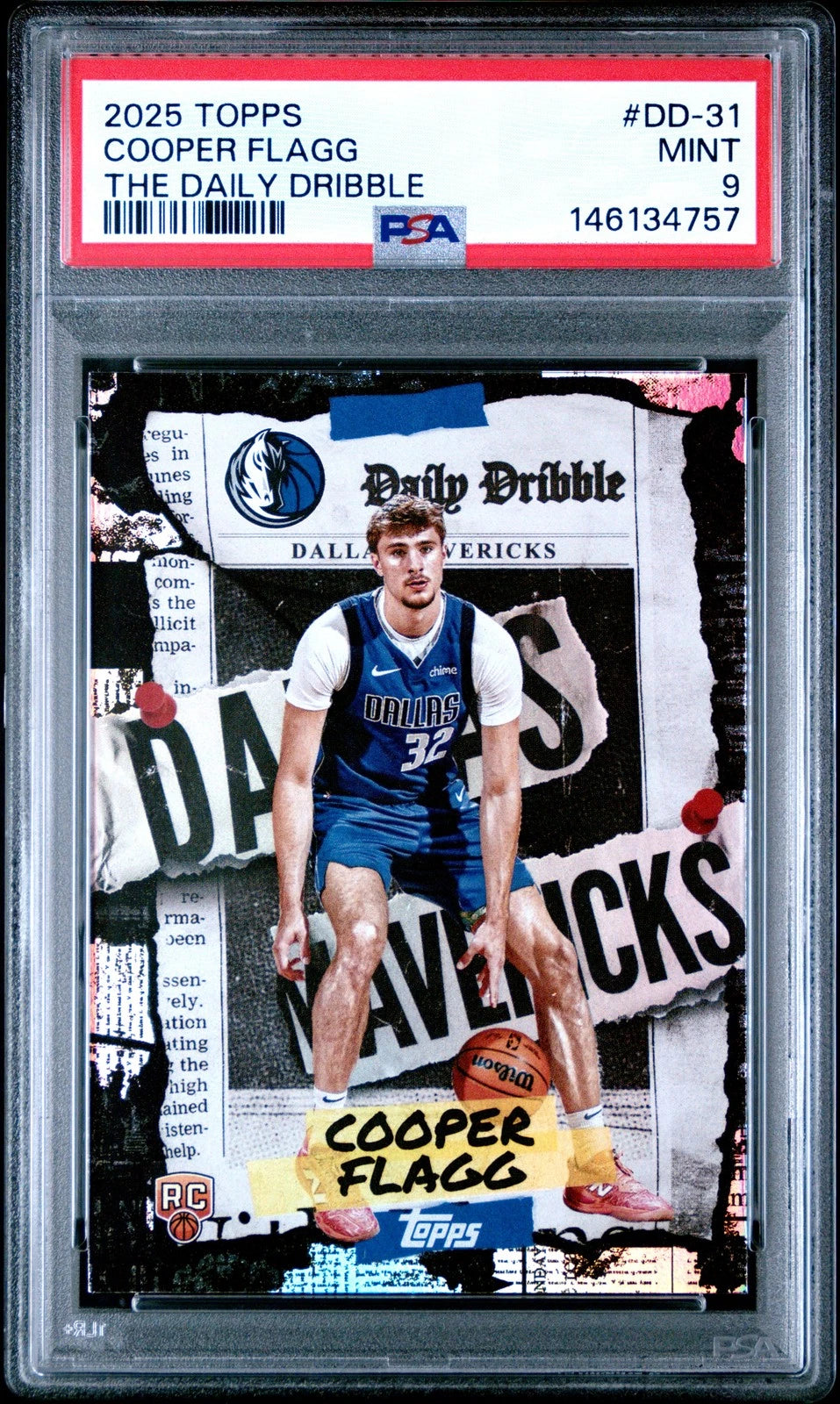 2025 TOPPS THE DAILY DRIBBLE #DD-31 COOPER FLAGG ROOKIE RC PSA 9