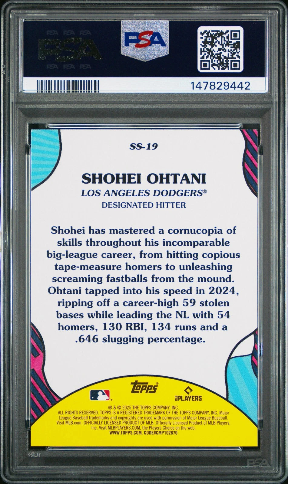 2025 TOPPS SUMMER SUPERSTARS #SS19 SHOHEI OHTANI PSA 10